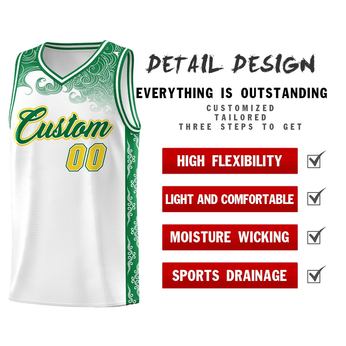 Custom White Personalized Cloud Pattern Sports Kits Uniform Basketball Jersey|KXKSHOP