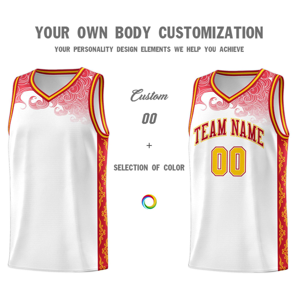 Custom White Personalized Cloud Pattern Sports Kits Uniform Basketball Jersey|KXKSHOP