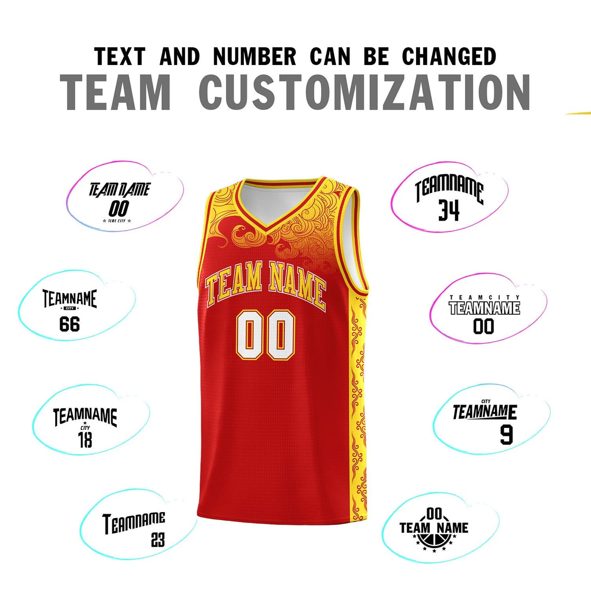 Custom Red Personalized Cloud Pattern Sports Kits Uniform Basketball Jersey|KXKSHOP