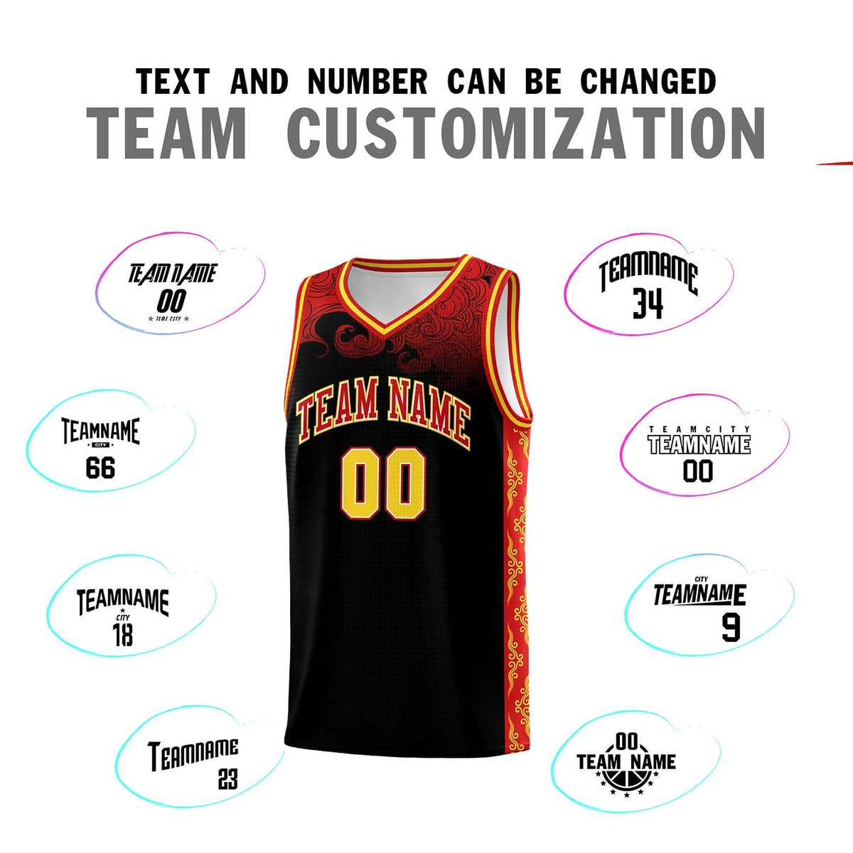 Custom Black Personalized Cloud Pattern Sports Kits Uniform Basketball Jersey|KXKSHOP