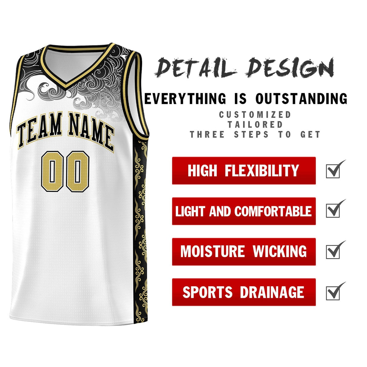 Custom White Personalized Cloud Pattern Sports Kits Uniform Basketball Jersey|KXKSHOP