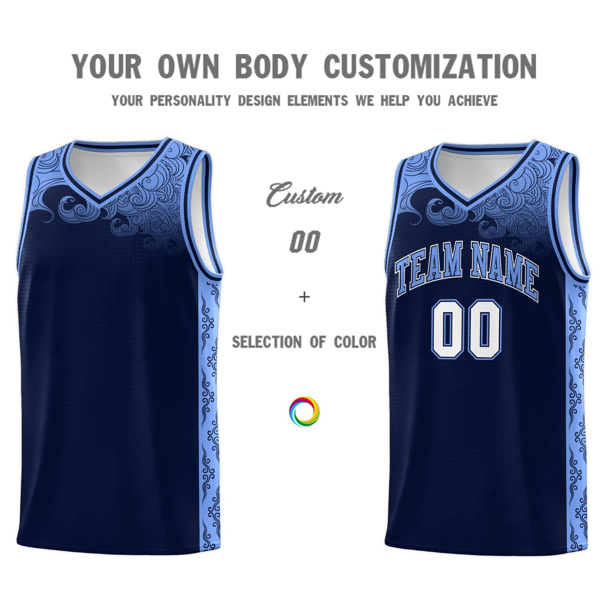 Custom Navy Personalized Cloud Pattern Sports Kits Uniform Basketball Jersey|KXKSHOP