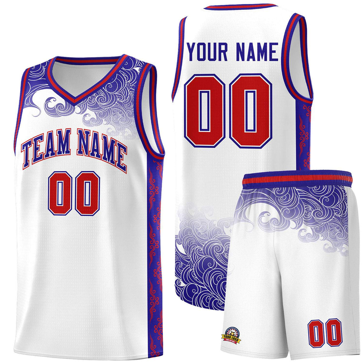 Custom White Personalized Cloud Pattern Sports Kits Uniform Basketball Jersey|KXKSHOP