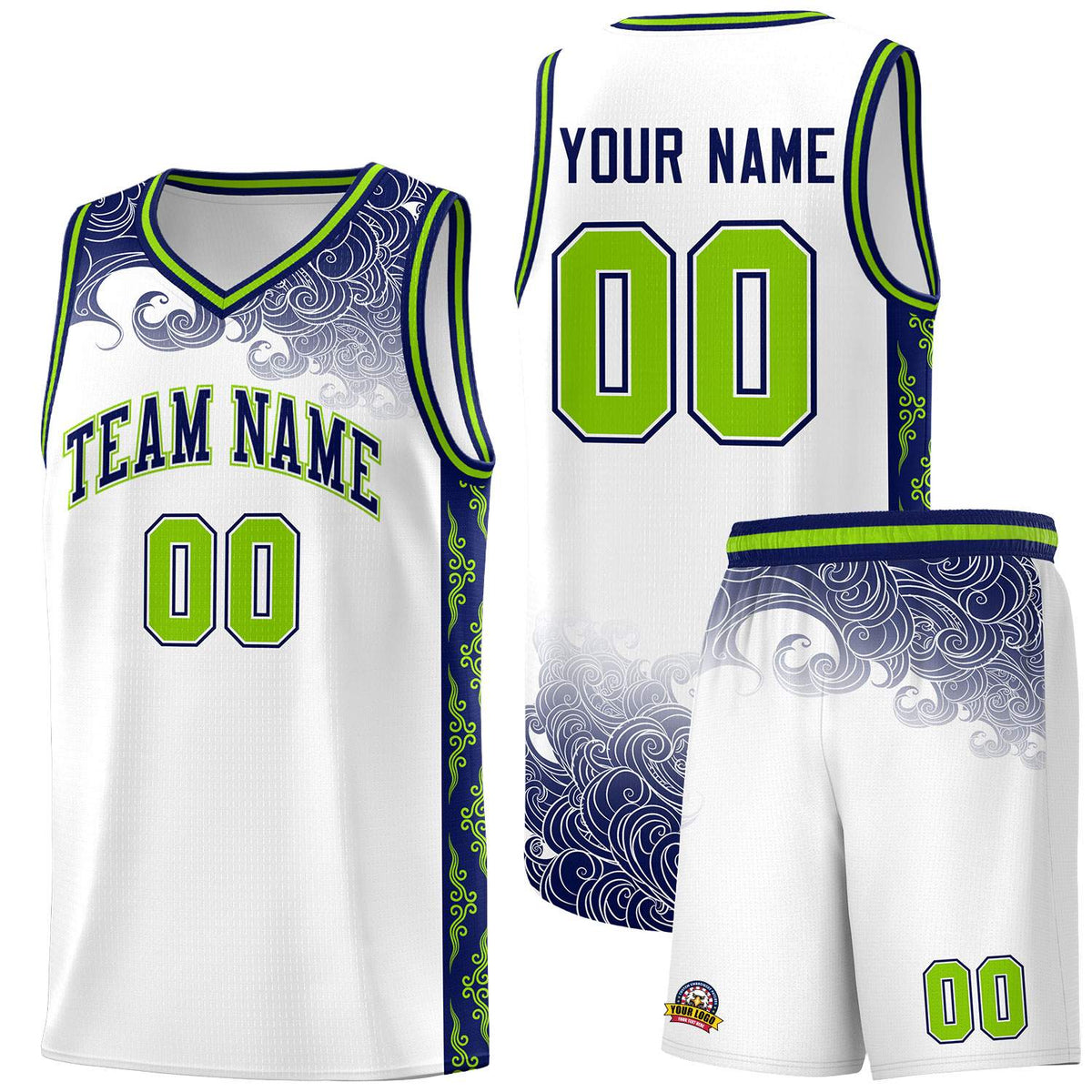 Custom White Personalized Cloud Pattern Sports Kits Uniform Basketball Jersey|KXKSHOP