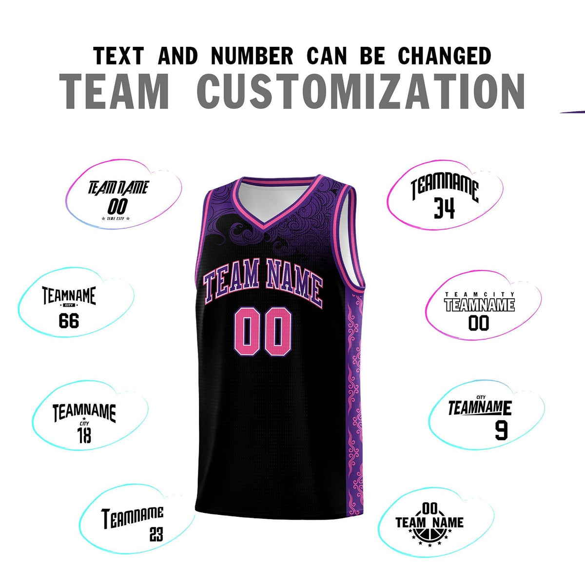 Custom Black Personalized Cloud Pattern Sports Kits Uniform Basketball Jersey|KXKSHOP