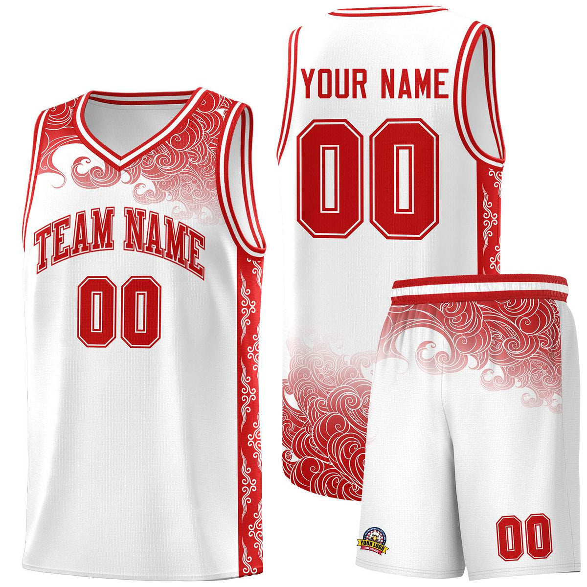 Custom White Personalized Cloud Pattern Sports Kits Uniform Basketball Jersey|KXKSHOP