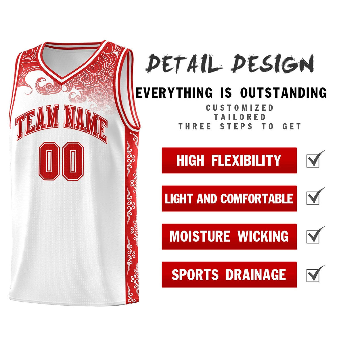 Custom White Personalized Cloud Pattern Sports Kits Uniform Basketball Jersey|KXKSHOP