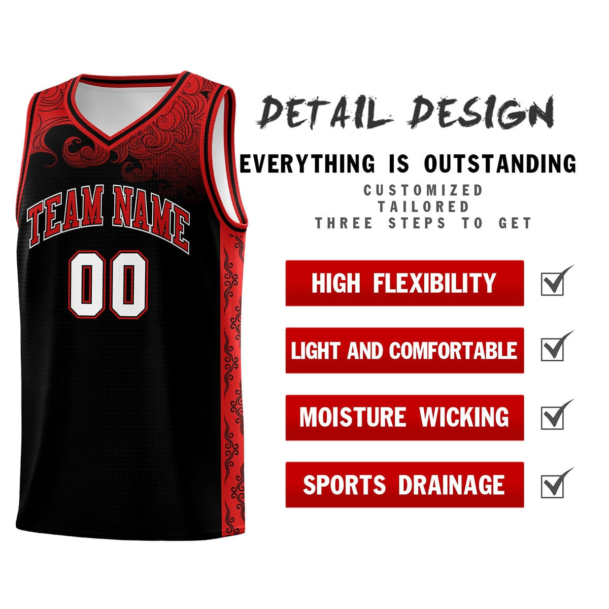 Custom Black Personalized Cloud Pattern Sports Kits Uniform Basketball Jersey|KXKSHOP