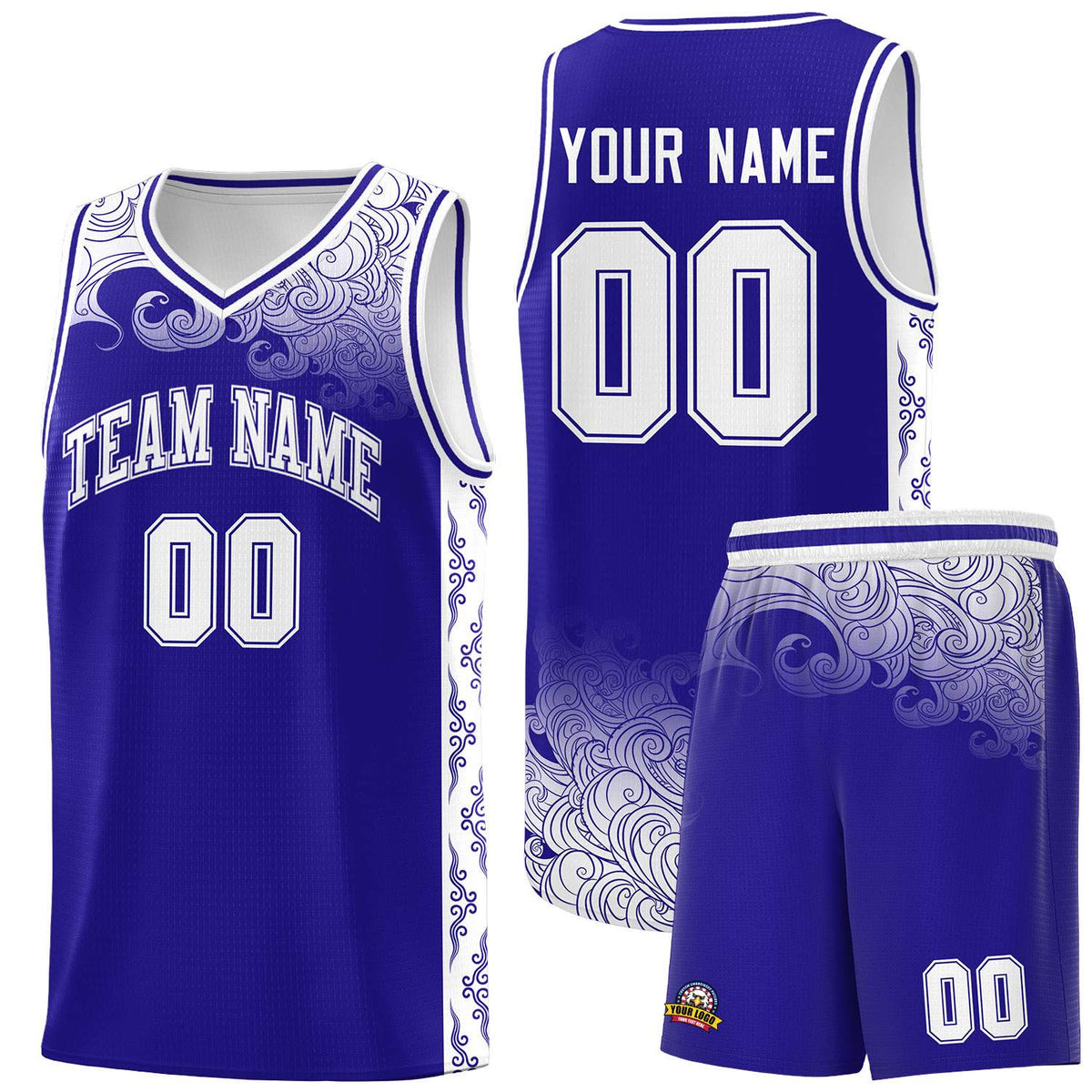 Custom Royal Personalized Cloud Pattern Sports Kits Uniform Basketball Jersey|KXKSHOP