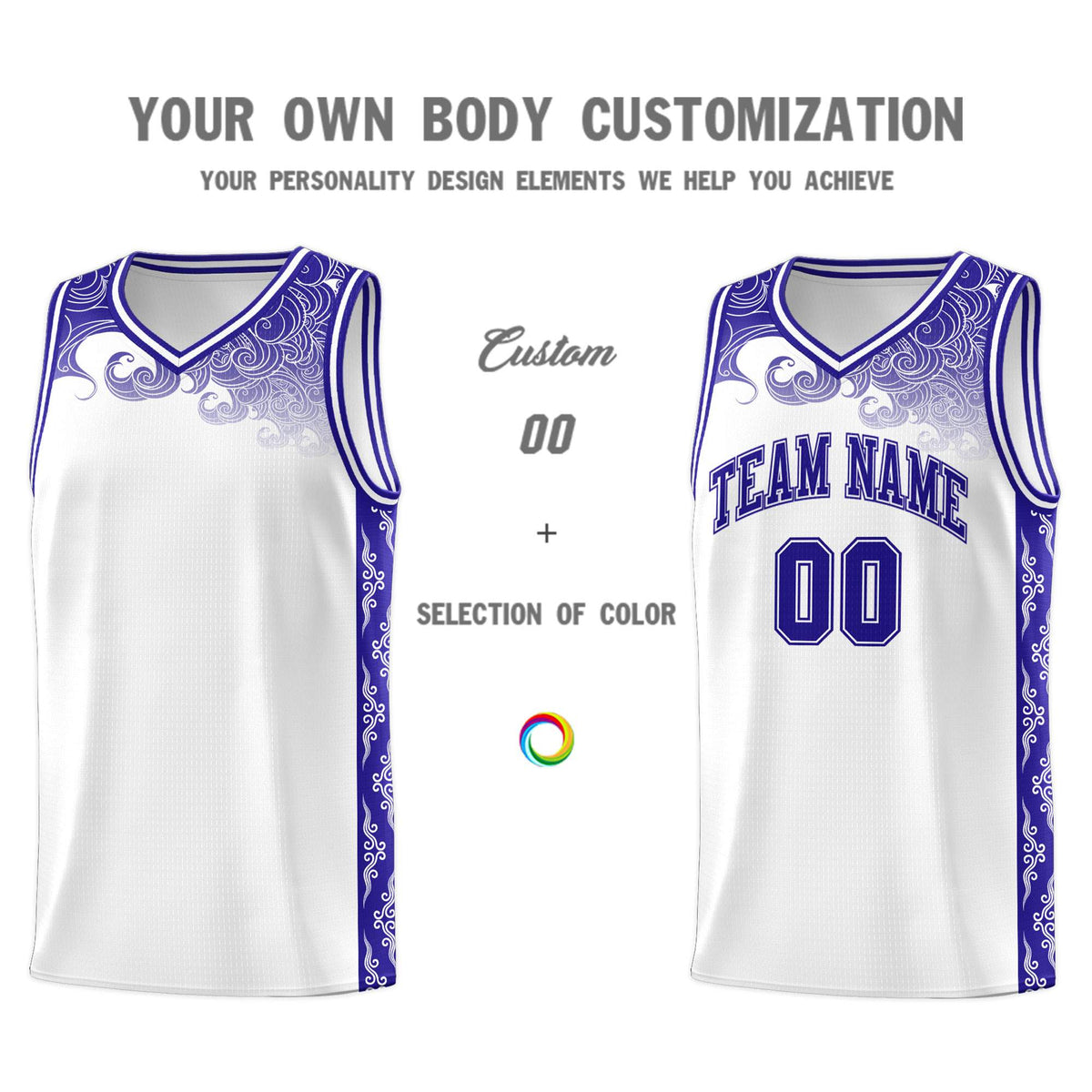 Custom White Personalized Cloud Pattern Sports Kits Uniform Basketball Jersey|KXKSHOP