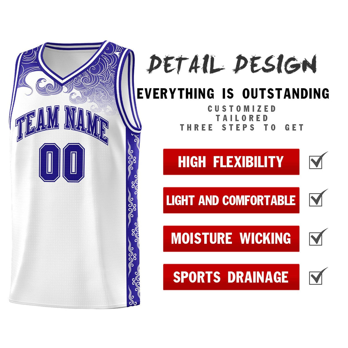 Custom White Personalized Cloud Pattern Sports Kits Uniform Basketball Jersey|KXKSHOP