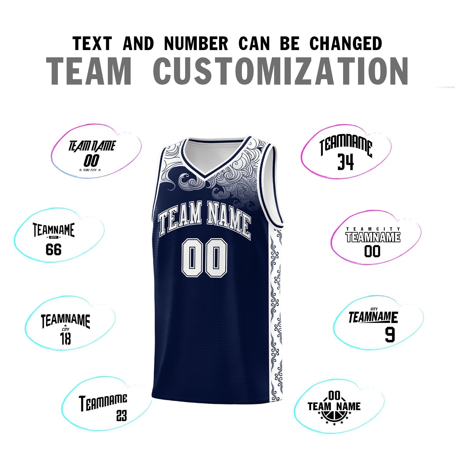 Custom Navy Personalized Cloud Pattern Sports Kits Uniform Basketball Jersey|KXKSHOP
