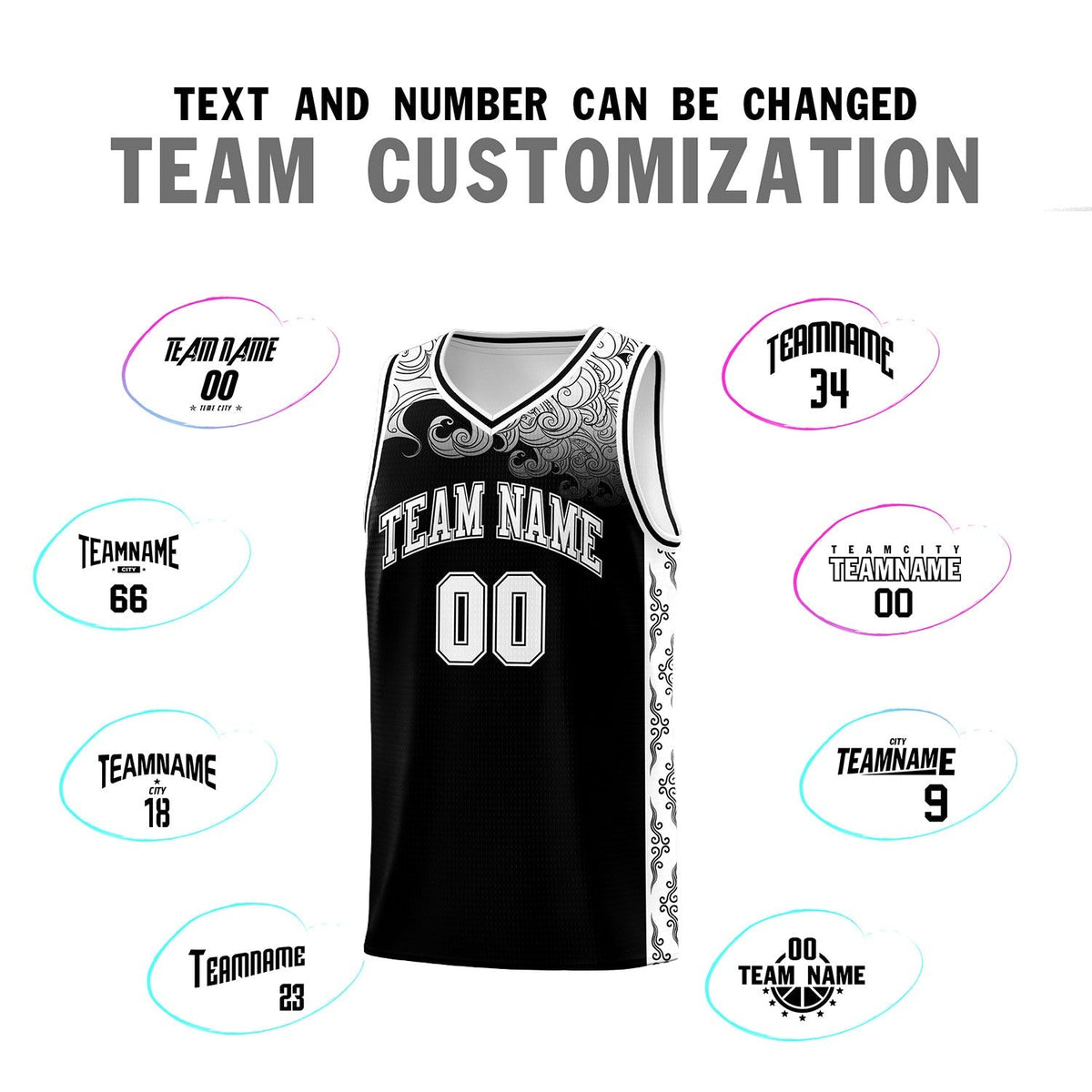 Custom Black Personalized Cloud Pattern Sports Kits Uniform Basketball Jersey|KXKSHOP