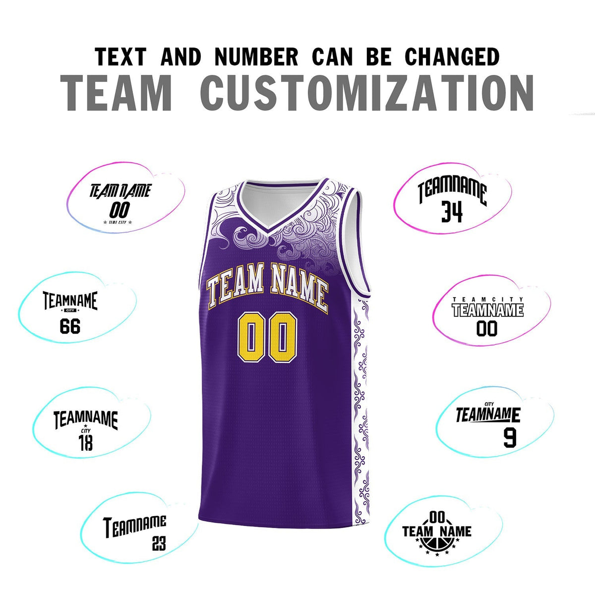 Custom Purple Personalized Cloud Pattern Sports Kits Uniform Basketball Jersey|KXKSHOP