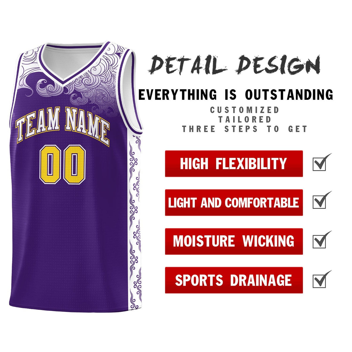 Custom Purple Personalized Cloud Pattern Sports Kits Uniform Basketball Jersey|KXKSHOP