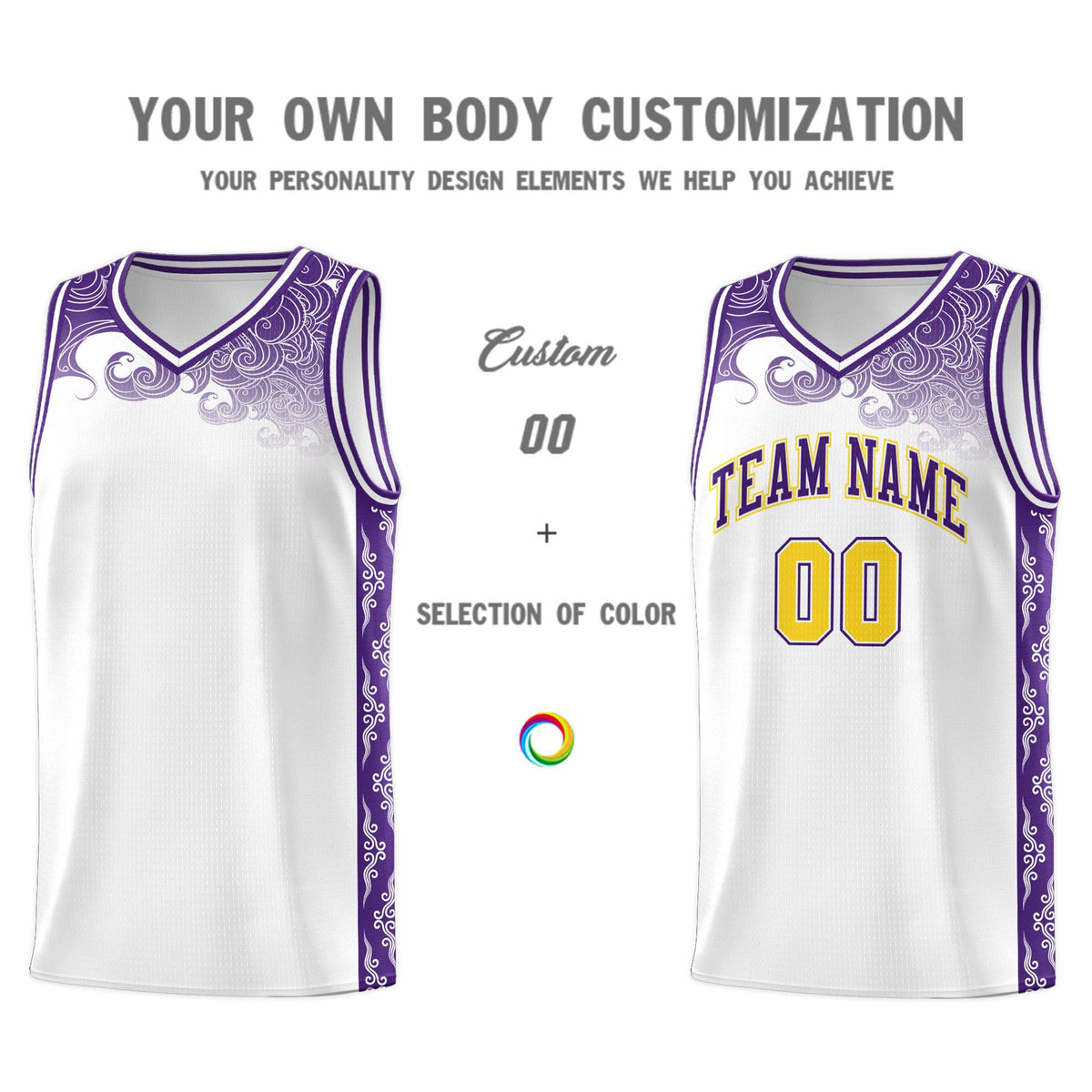 Custom White Personalized Cloud Pattern Sports Kits Uniform Basketball Jersey|KXKSHOP