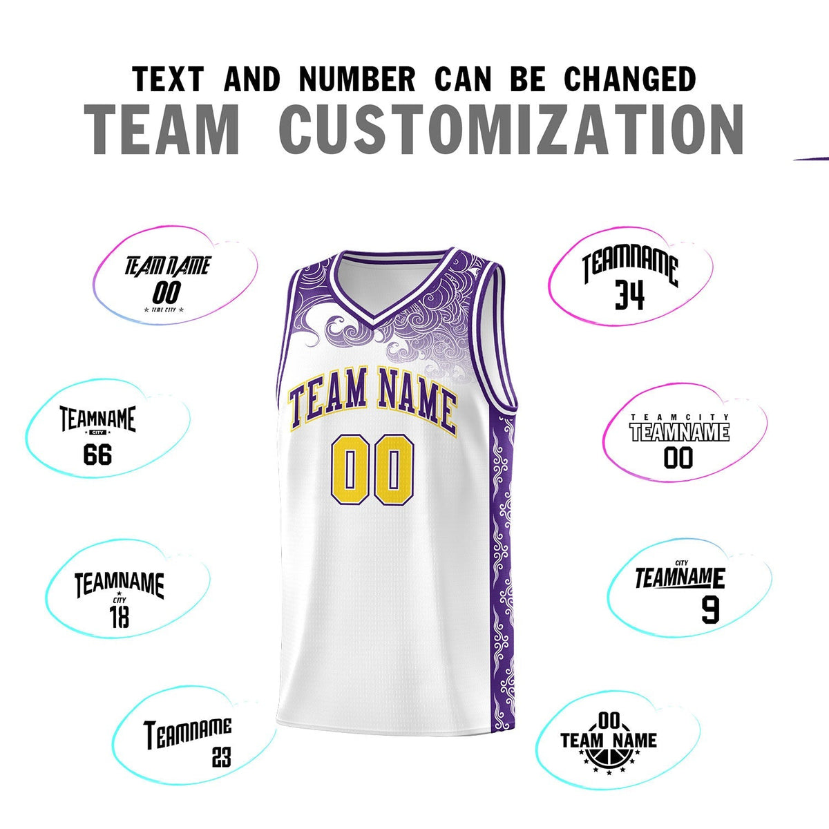 Custom White Personalized Cloud Pattern Sports Kits Uniform Basketball Jersey|KXKSHOP