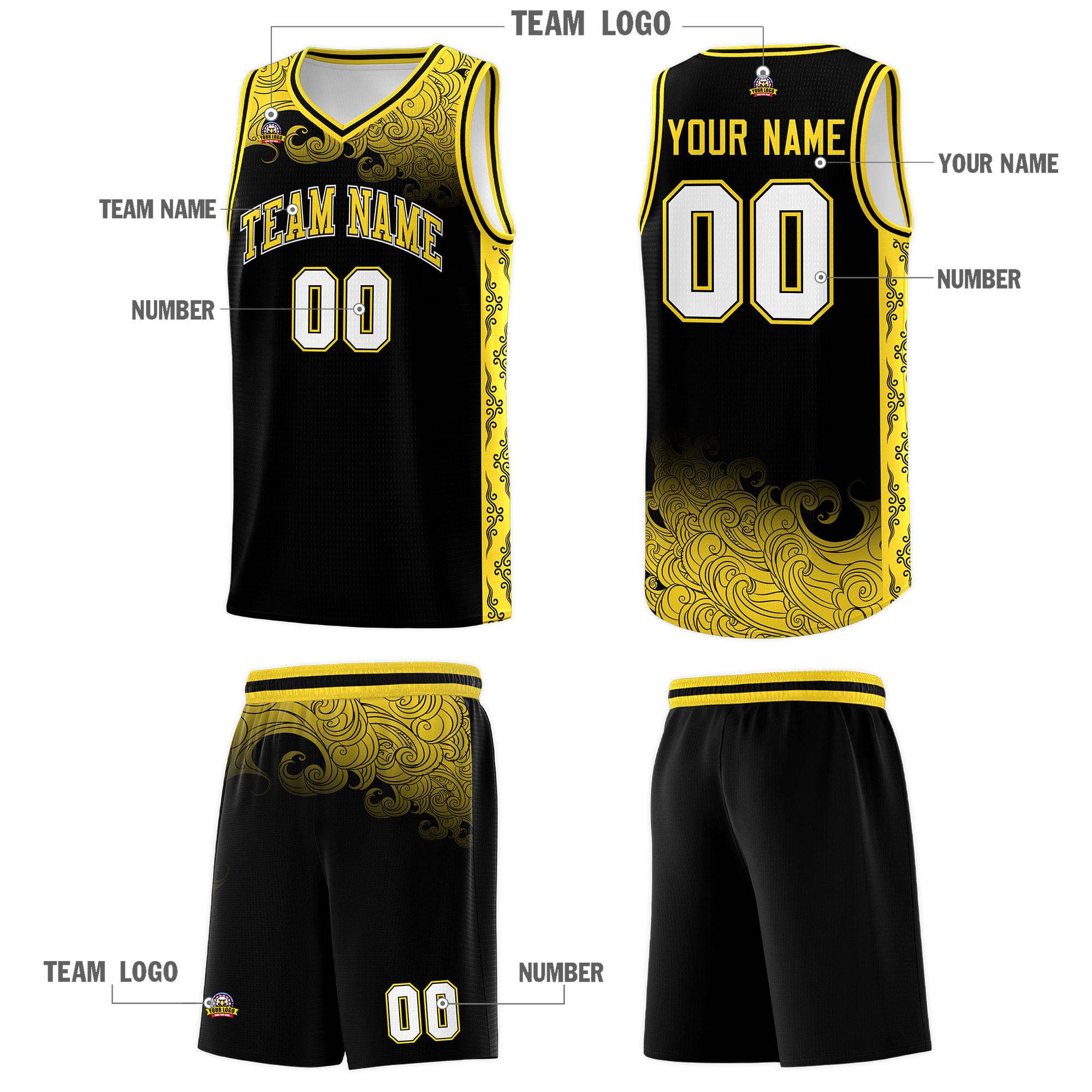 Custom Black Personalized Cloud Pattern Sports Kits Uniform Basketball Jersey|KXKSHOP