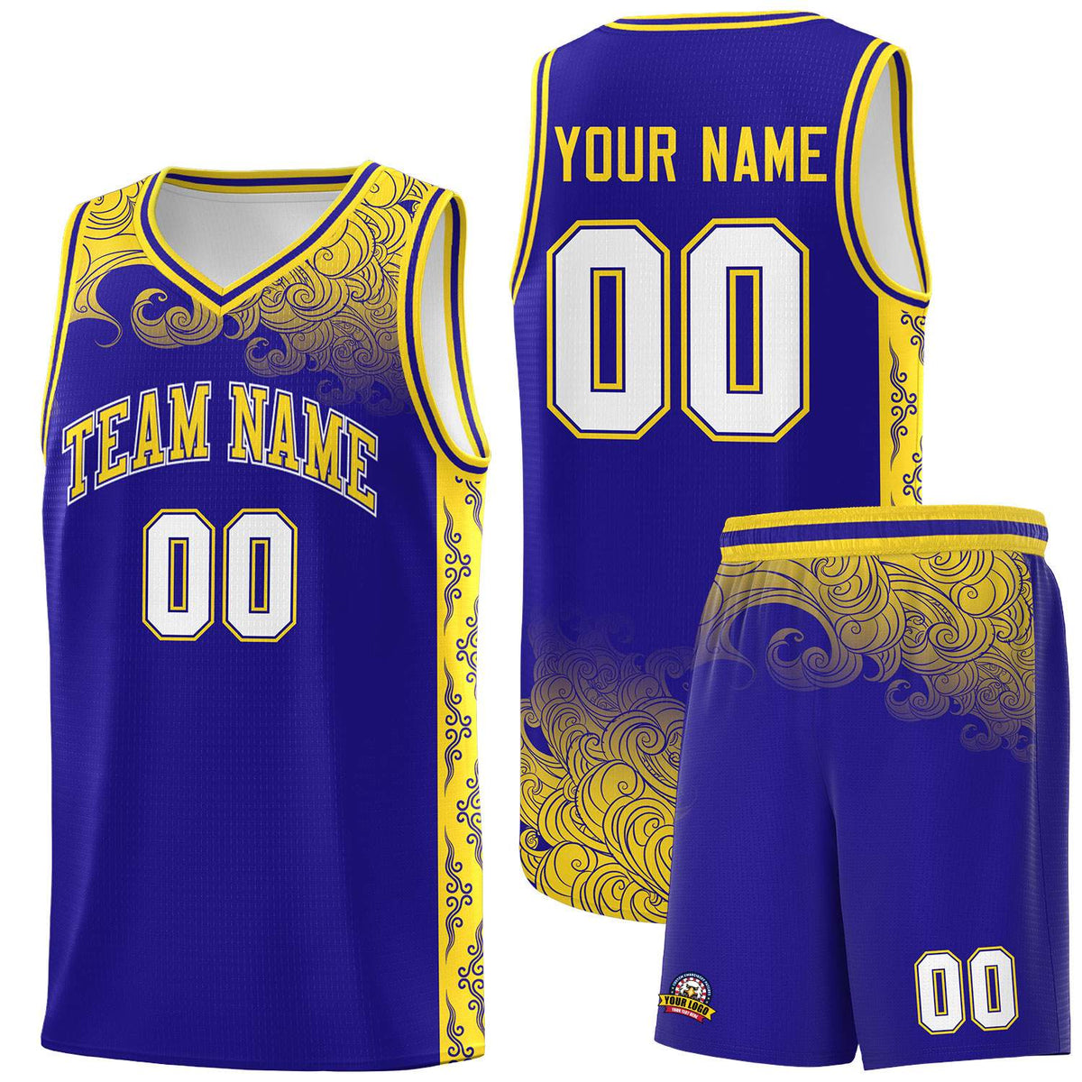 Custom Royal Personalized Cloud Pattern Sports Kits Uniform Basketball Jersey|KXKSHOP