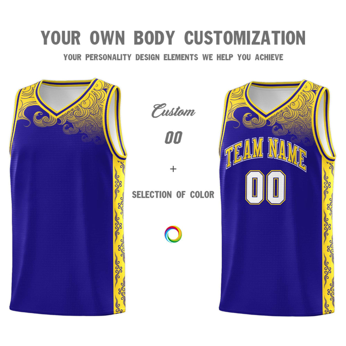 Custom Royal Personalized Cloud Pattern Sports Kits Uniform Basketball Jersey|KXKSHOP
