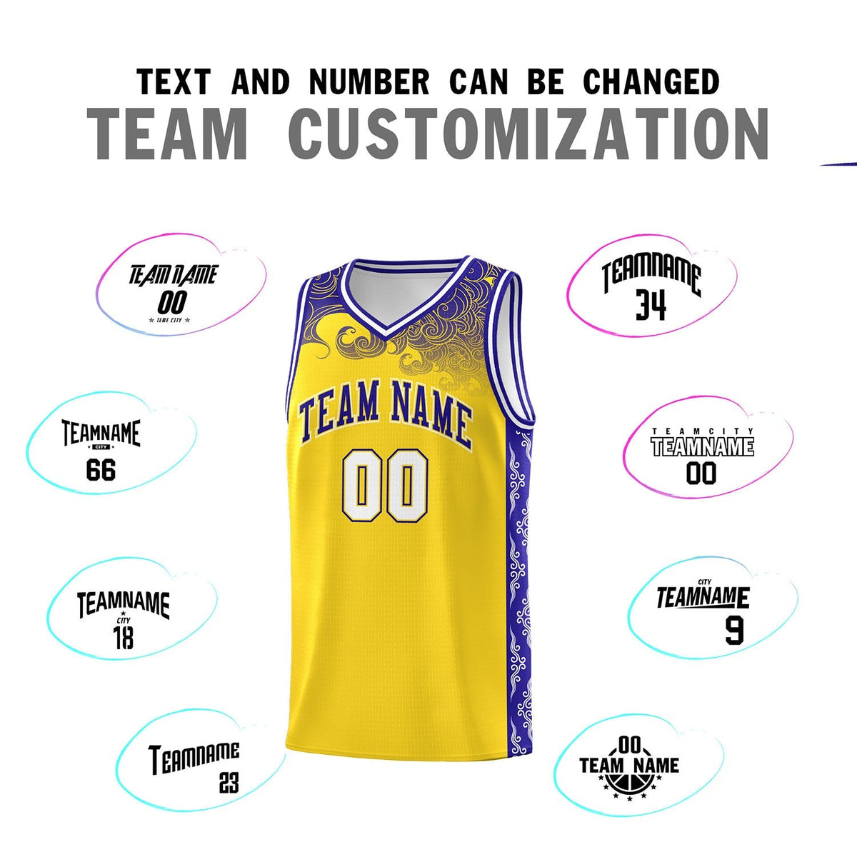 Custom Gold Personalized Cloud Pattern Sports Kits Uniform Basketball Jersey|KXKSHOP