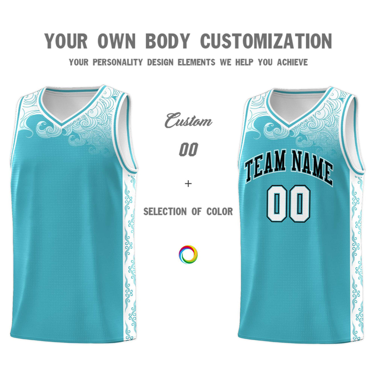 Custom Sky Blue Personalized Cloud Pattern Sports Kits Uniform Basketball Jersey|KXKSHOP