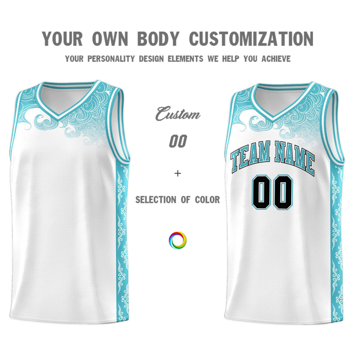 Custom White Personalized Cloud Pattern Sports Kits Uniform Basketball Jersey|KXKSHOP