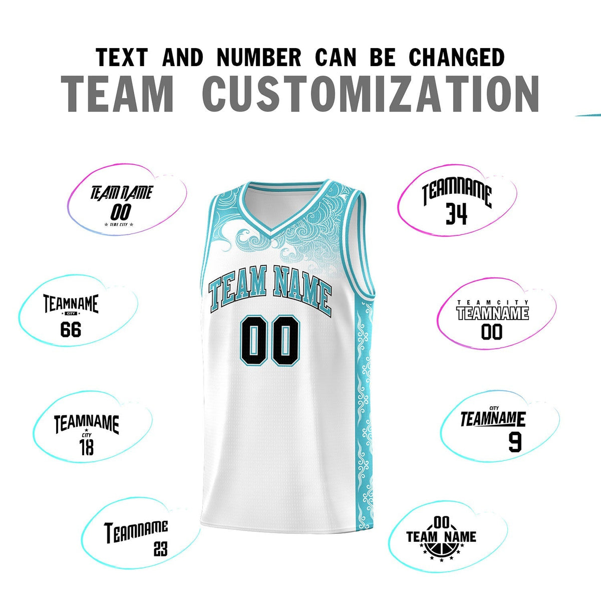 Custom White Personalized Cloud Pattern Sports Kits Uniform Basketball Jersey|KXKSHOP