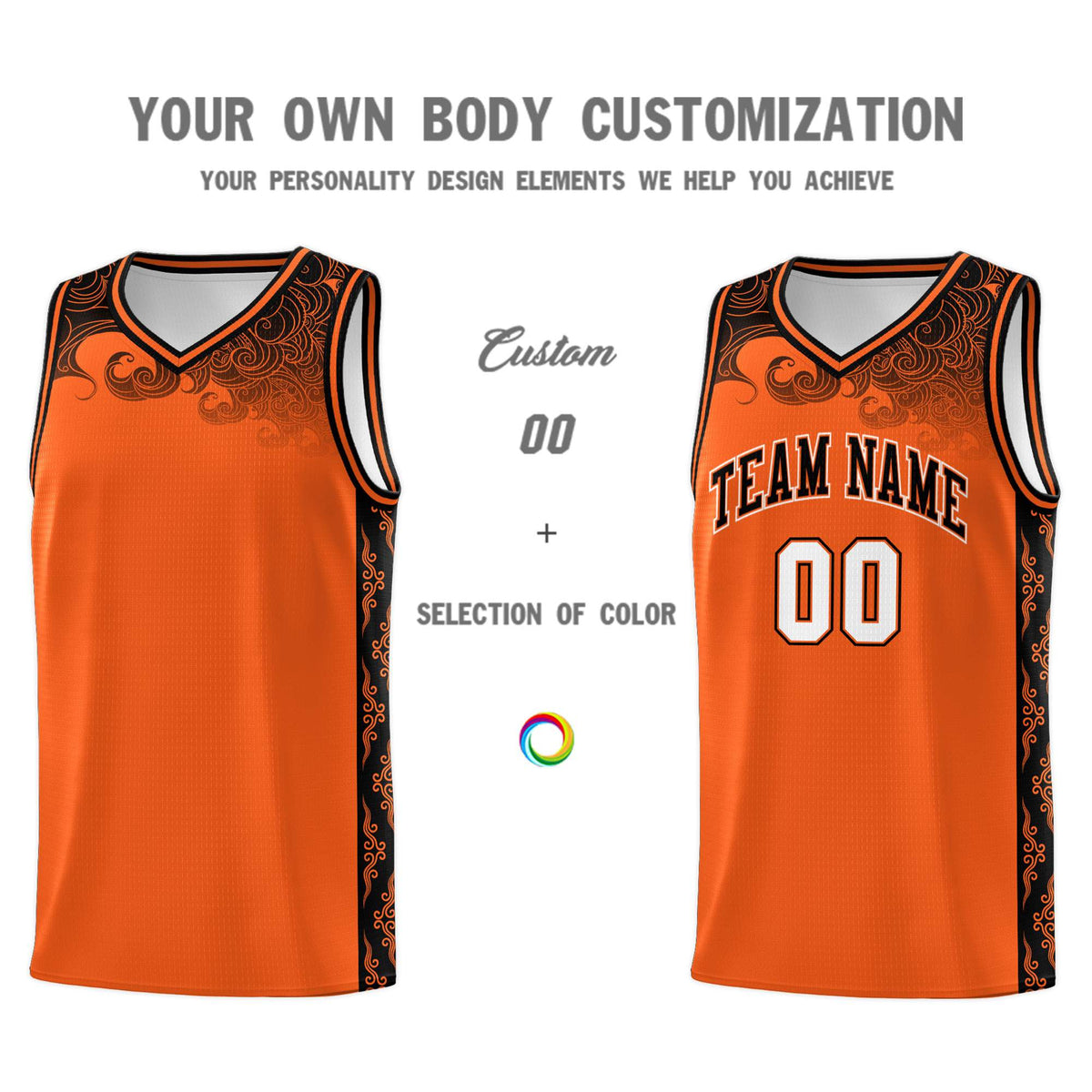 Custom Orange Personalized Cloud Pattern Sports Kits Uniform Basketball Jersey|KXKSHOP