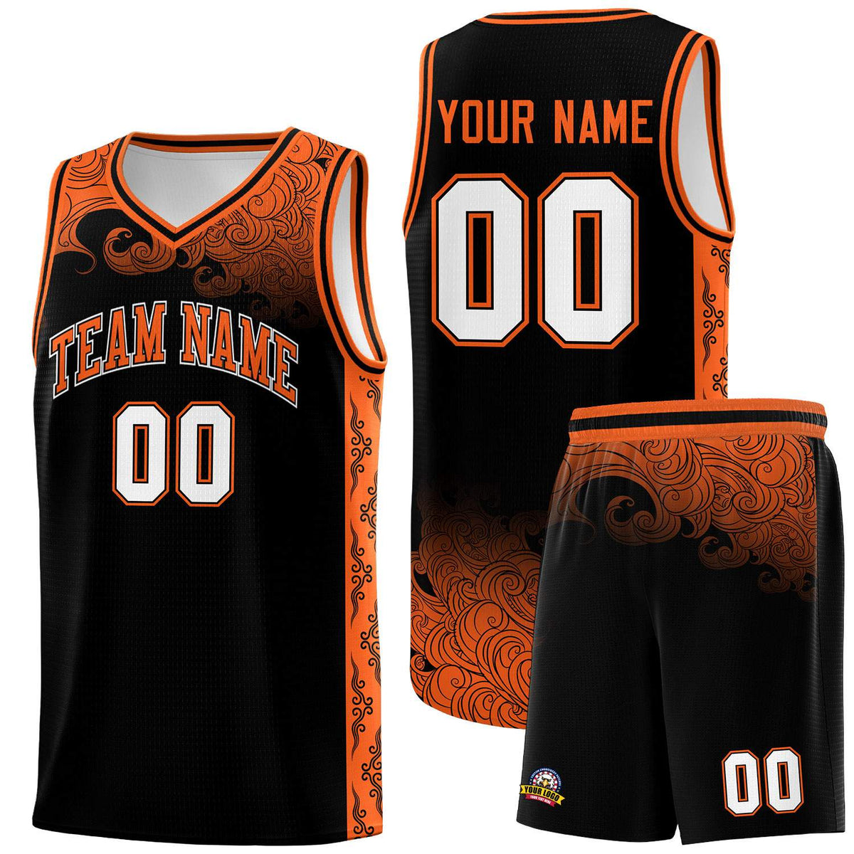Custom Black Personalized Cloud Pattern Sports Kits Uniform Basketball Jersey|KXKSHOP