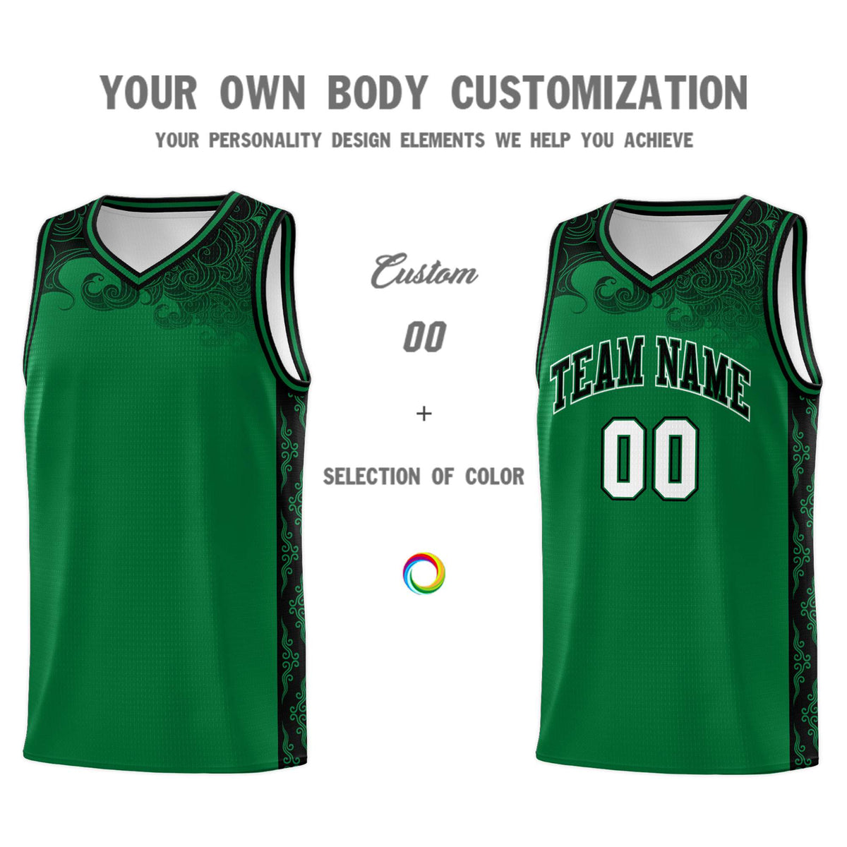Custom Kelly Green Personalized Cloud Pattern Sports Kits Uniform Basketball Jersey|KXKSHOP