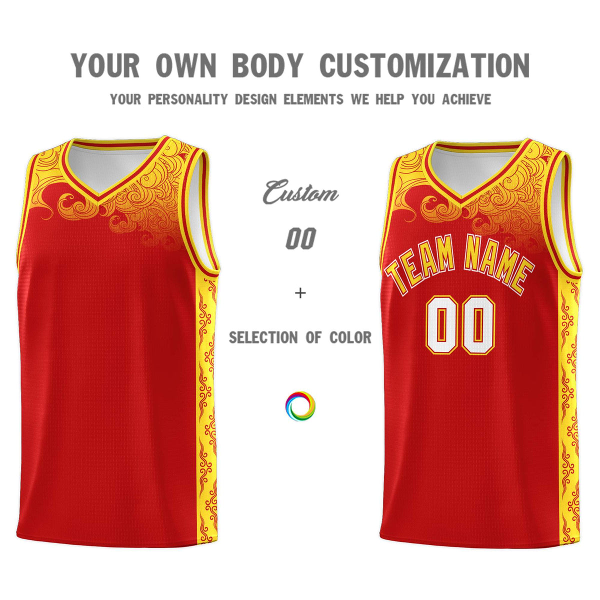 Custom Red Personalized Cloud Pattern Sports Kits Uniform Basketball Jersey|KXKSHOP