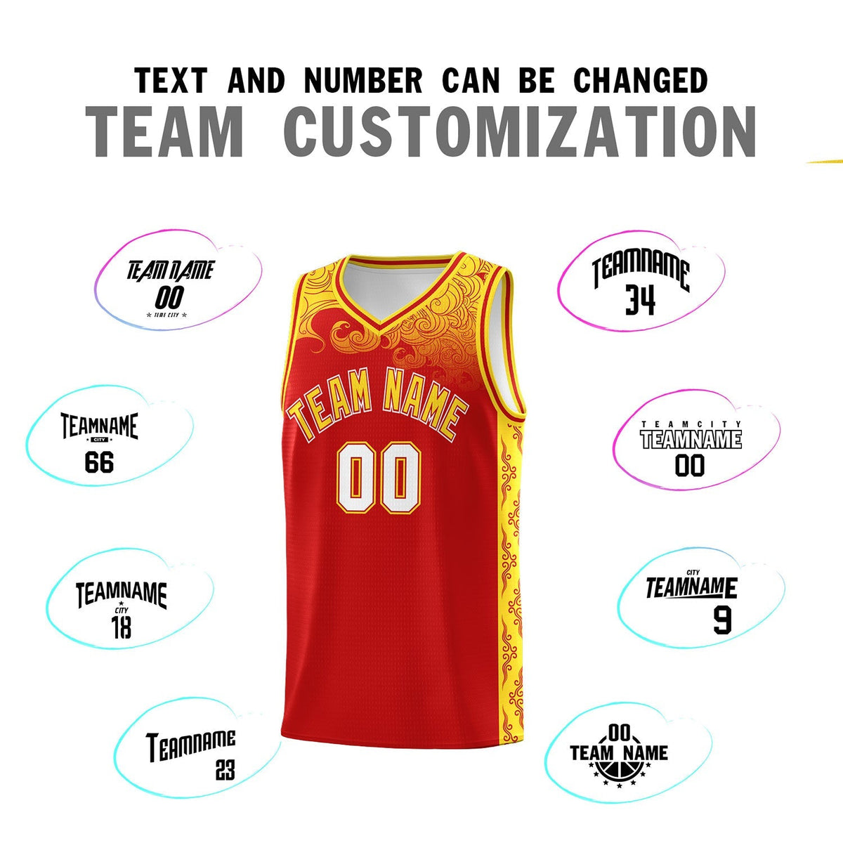 Custom Red Personalized Cloud Pattern Sports Kits Uniform Basketball Jersey|KXKSHOP
