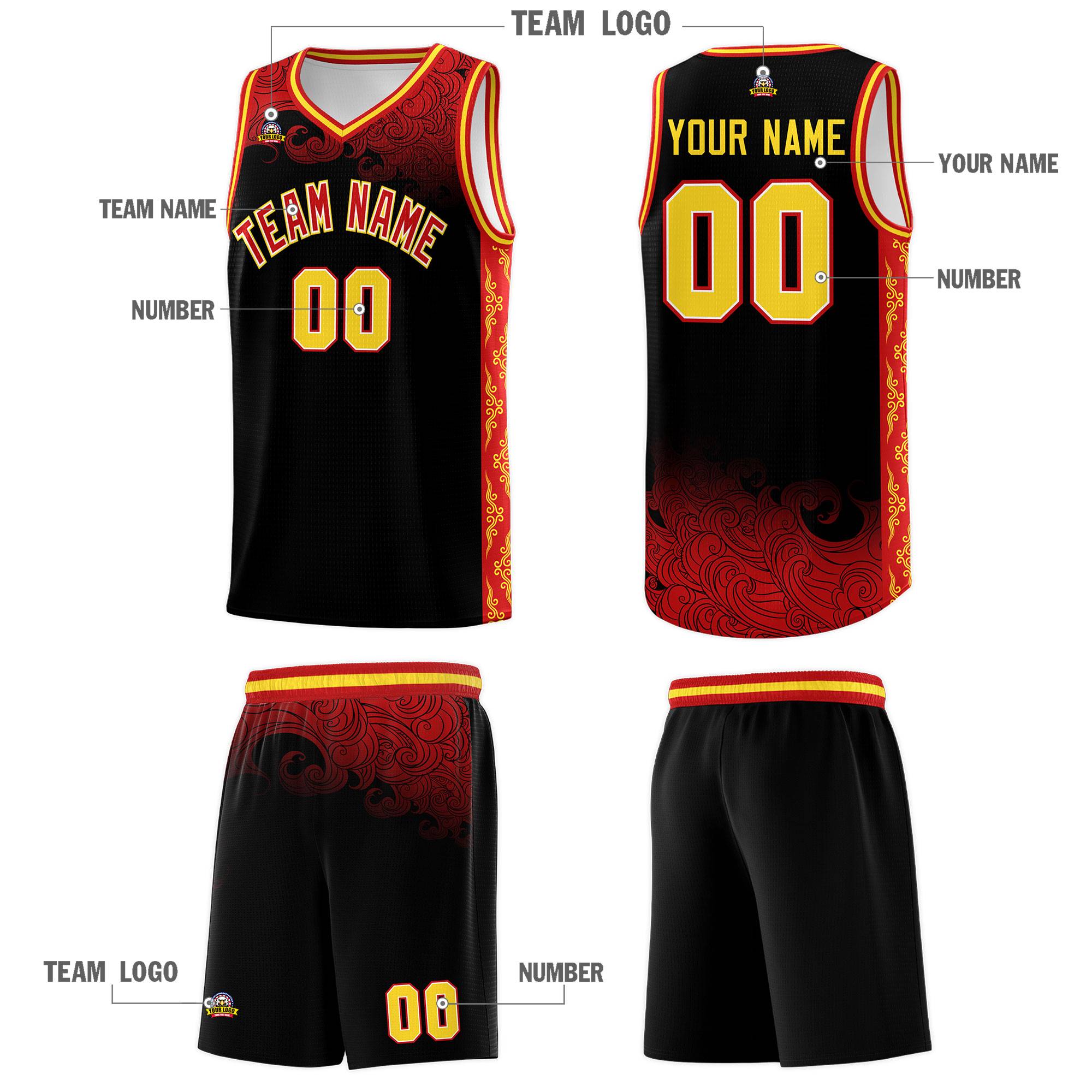 Custom Black Personalized Cloud Pattern Sports Kits Uniform Basketball Jersey|KXKSHOP