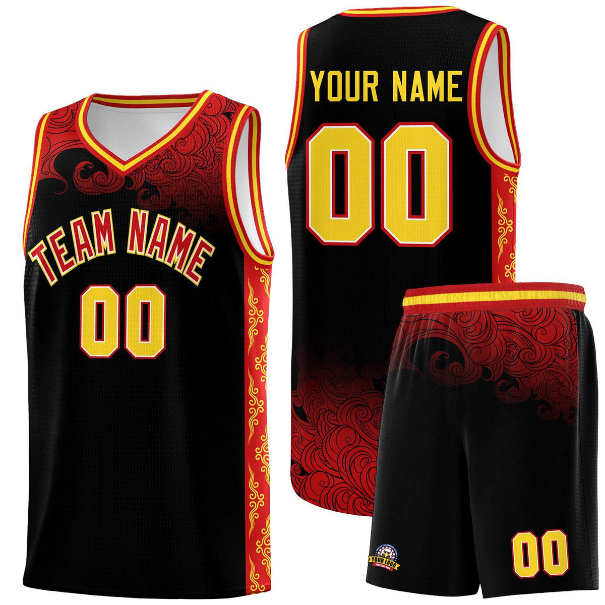 Custom Black Personalized Cloud Pattern Sports Kits Uniform Basketball Jersey|KXKSHOP