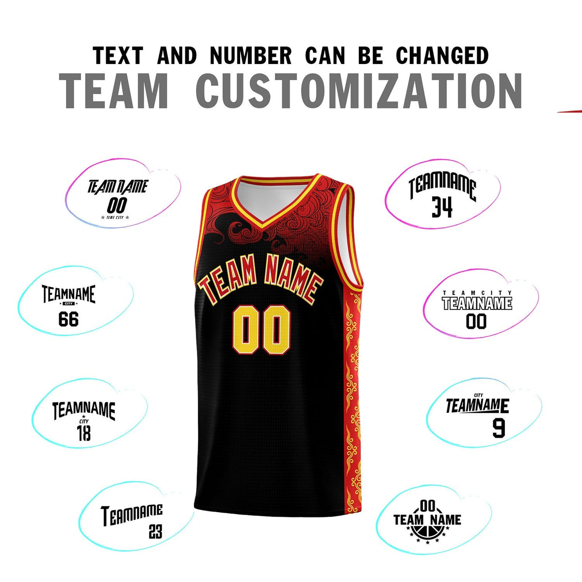 Custom Black Personalized Cloud Pattern Sports Kits Uniform Basketball Jersey|KXKSHOP