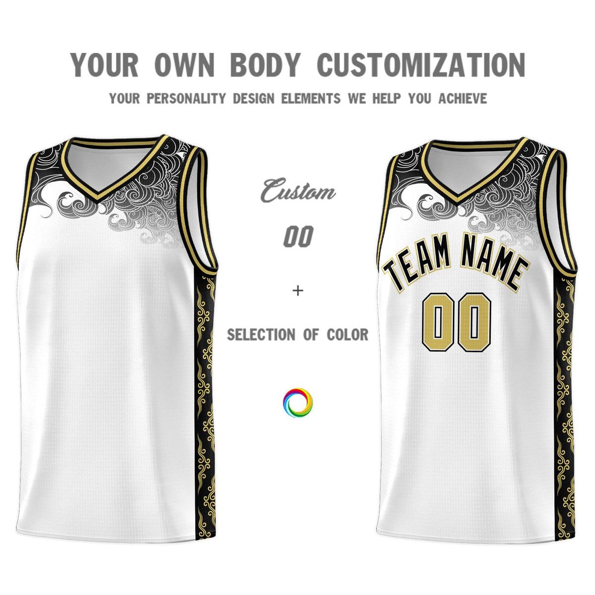 Custom White Personalized Cloud Pattern Sports Kits Uniform Basketball Jersey|KXKSHOP
