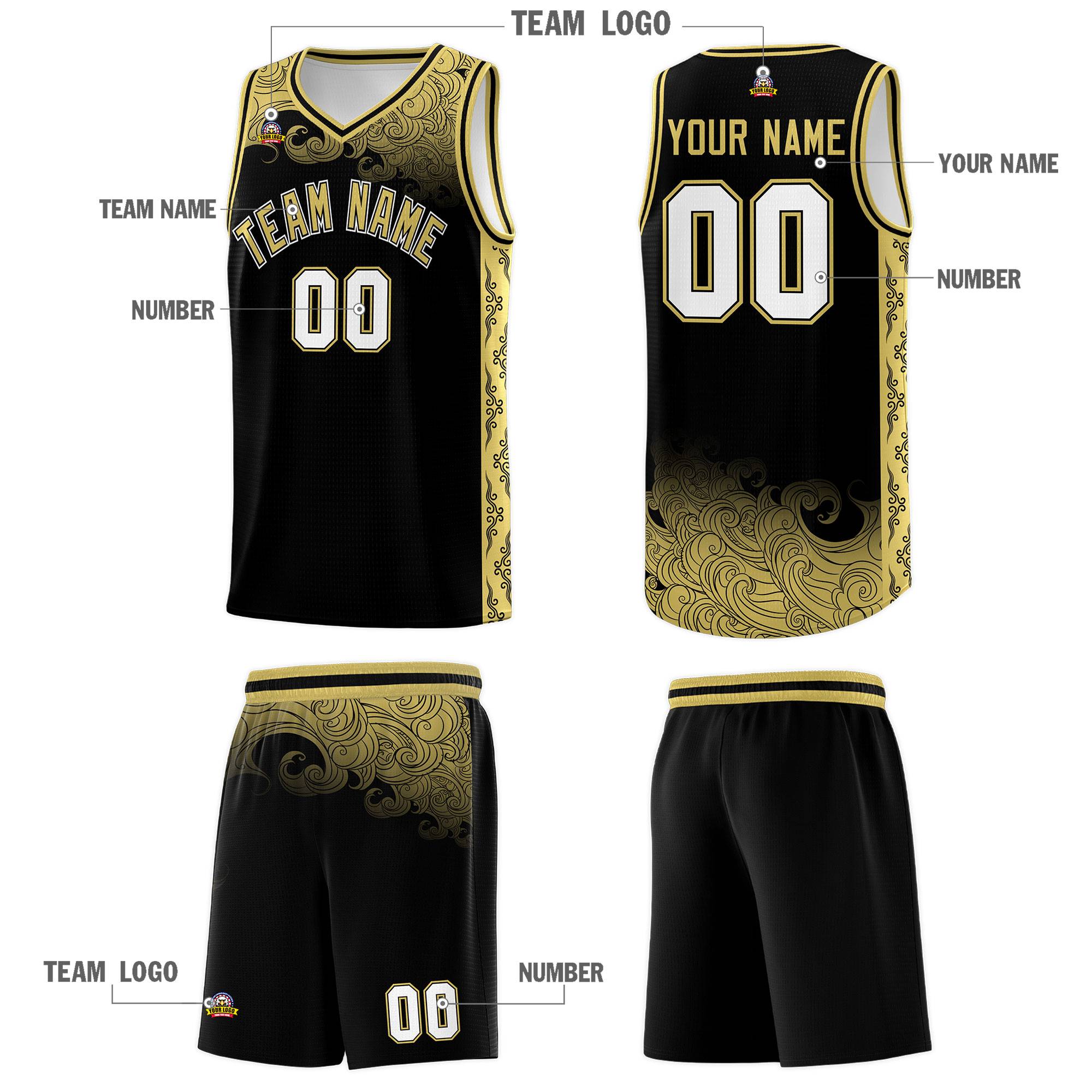 Custom Black Personalized Cloud Pattern Sports Kits Uniform Basketball Jersey|KXKSHOP