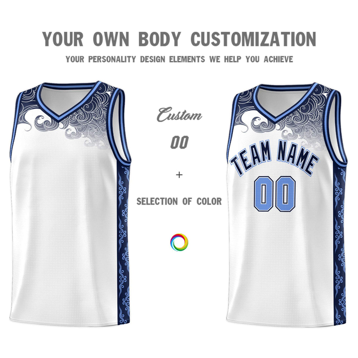 Custom White Personalized Cloud Pattern Sports Kits Uniform Basketball Jersey|KXKSHOP
