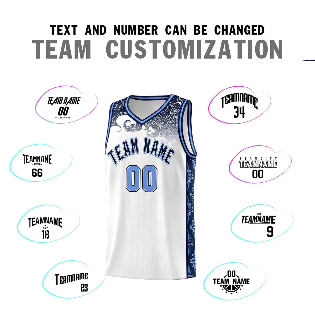 Custom White Personalized Cloud Pattern Sports Kits Uniform Basketball Jersey|KXKSHOP