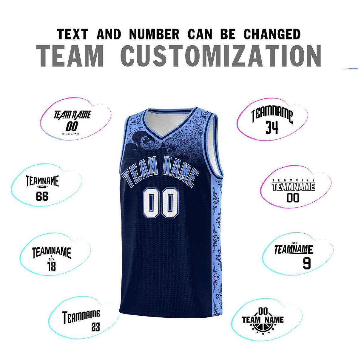 Custom Navy Personalized Cloud Pattern Sports Kits Uniform Basketball Jersey|KXKSHOP