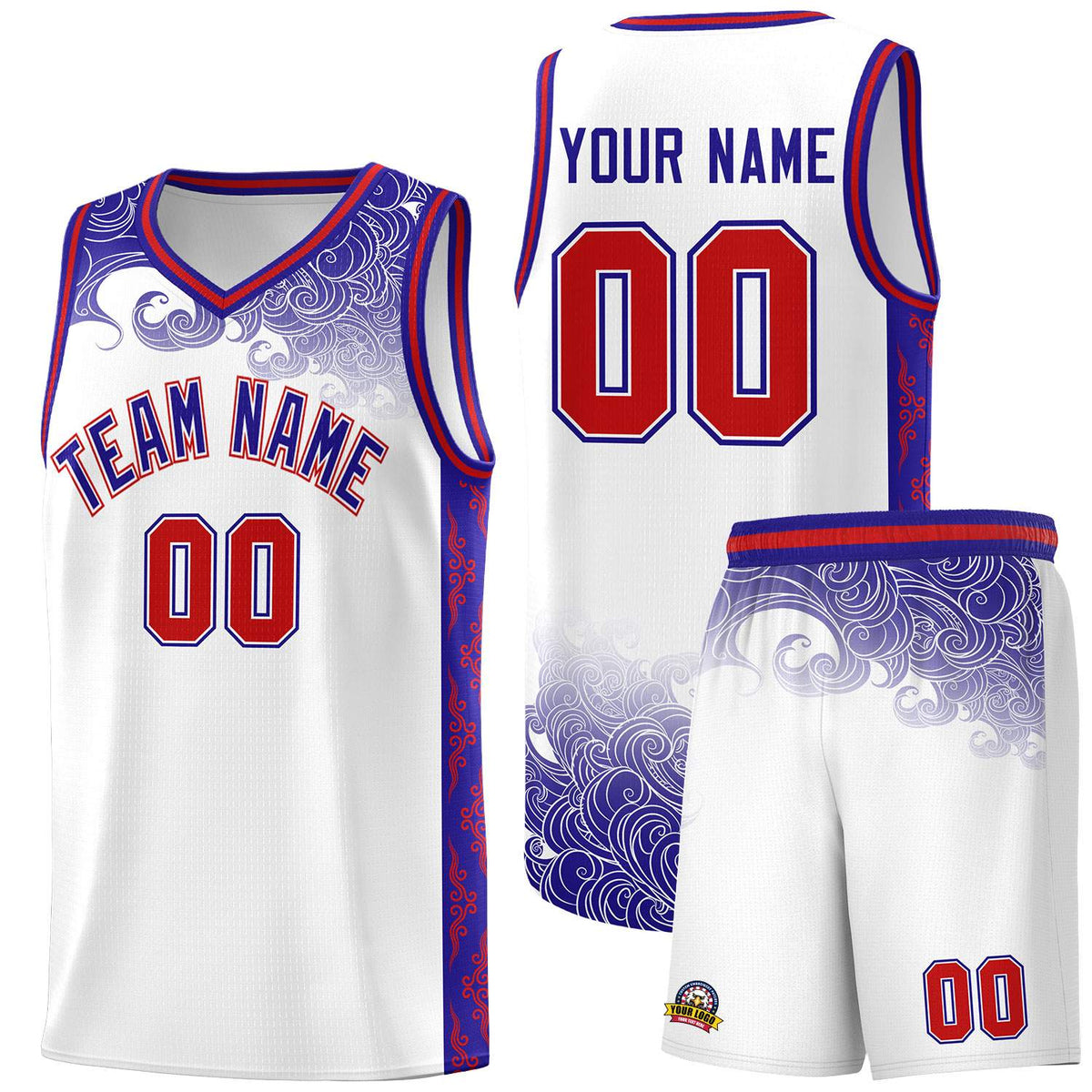Custom White Personalized Cloud Pattern Sports Kits Uniform Basketball Jersey|KXKSHOP