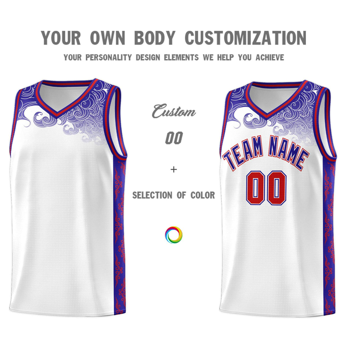 Custom White Personalized Cloud Pattern Sports Kits Uniform Basketball Jersey|KXKSHOP