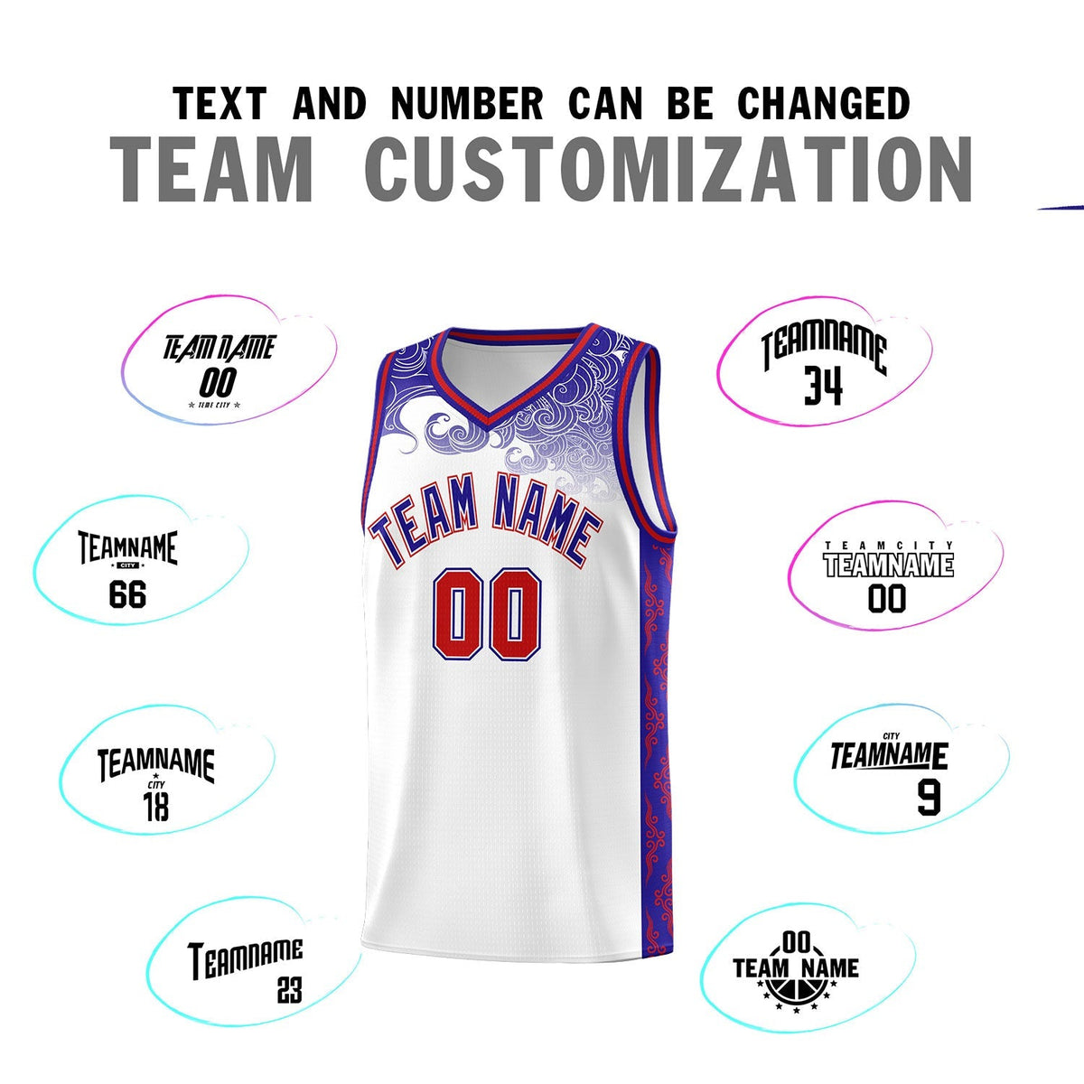 Custom White Personalized Cloud Pattern Sports Kits Uniform Basketball Jersey|KXKSHOP