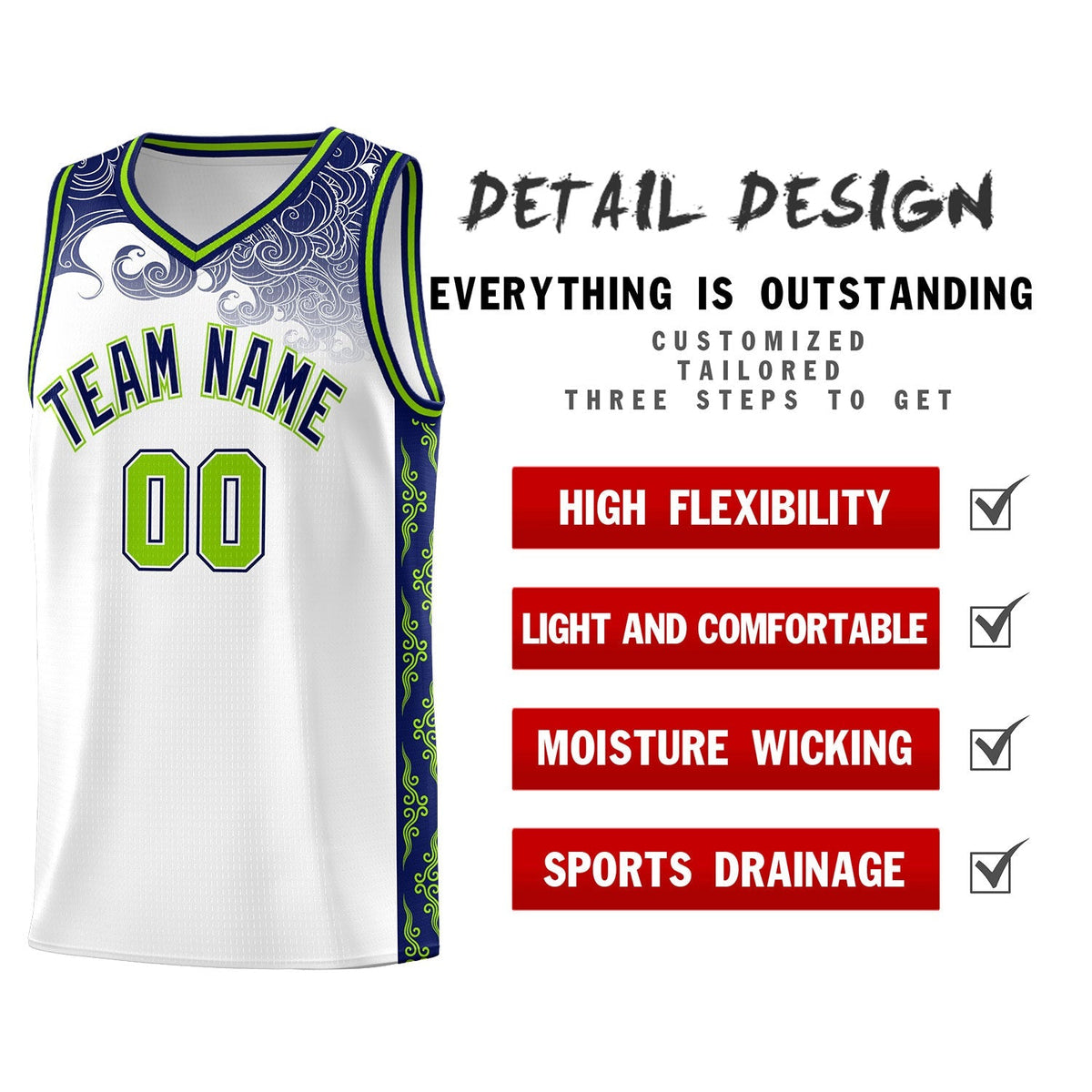 Custom White Personalized Cloud Pattern Sports Kits Uniform Basketball Jersey|KXKSHOP