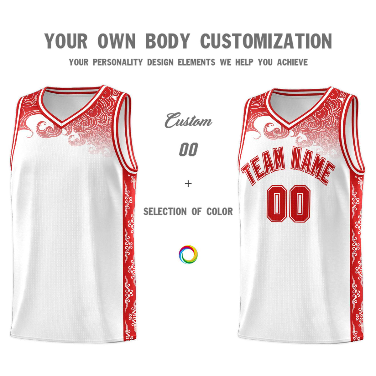 Custom White Personalized Cloud Pattern Sports Kits Uniform Basketball Jersey|KXKSHOP