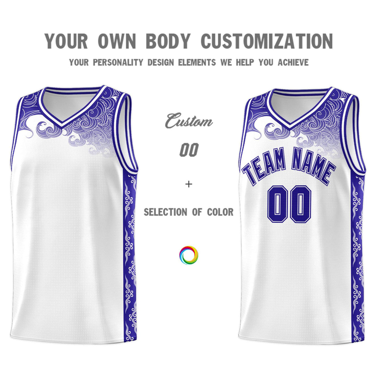 Custom White Personalized Cloud Pattern Sports Kits Uniform Basketball Jersey|KXKSHOP