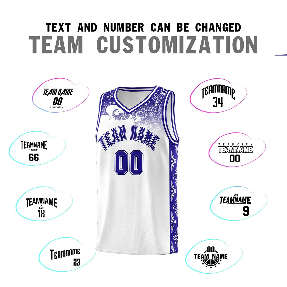Custom White Personalized Cloud Pattern Sports Kits Uniform Basketball Jersey|KXKSHOP