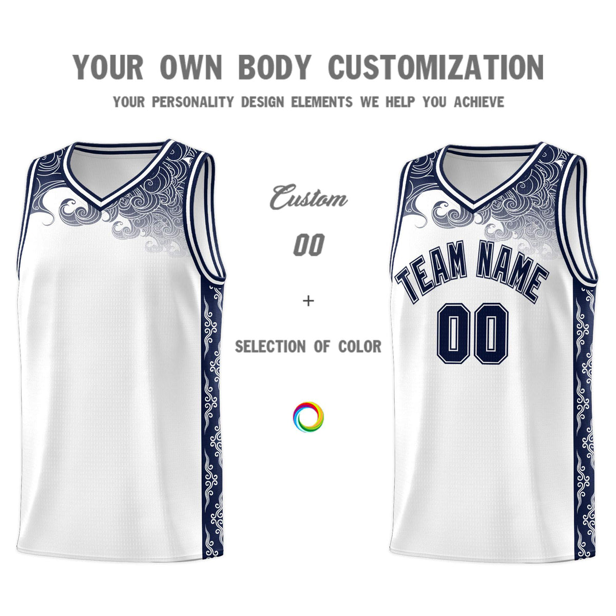 Custom White Personalized Cloud Pattern Sports Kits Uniform Basketball Jersey|KXKSHOP