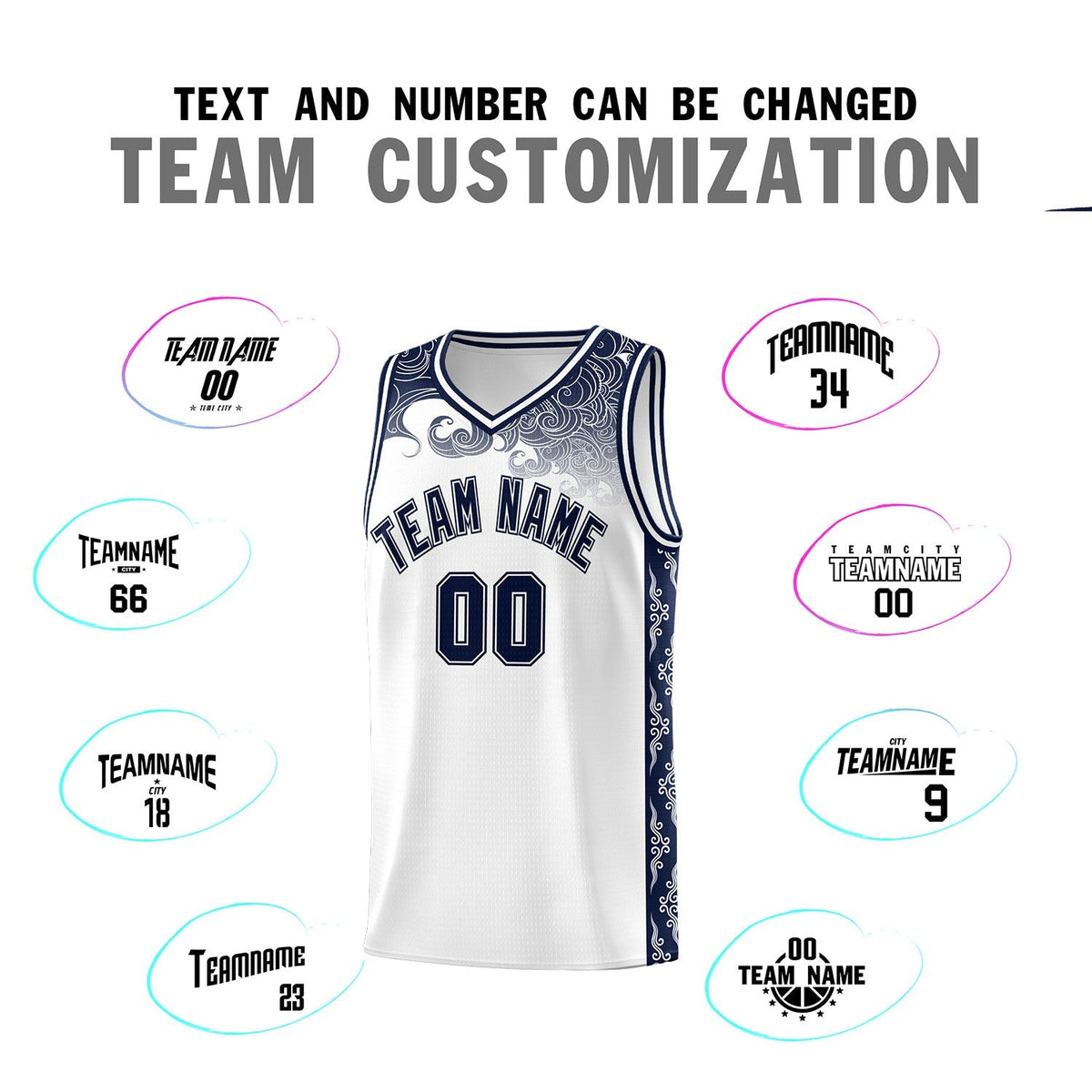Custom White Personalized Cloud Pattern Sports Kits Uniform Basketball Jersey|KXKSHOP